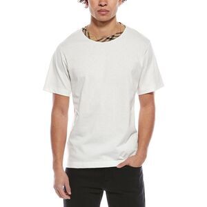 Burberry Mens  Check Trim T-Shirt, White